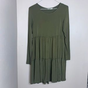 Long Sleeve Olive Green Dress in Medium